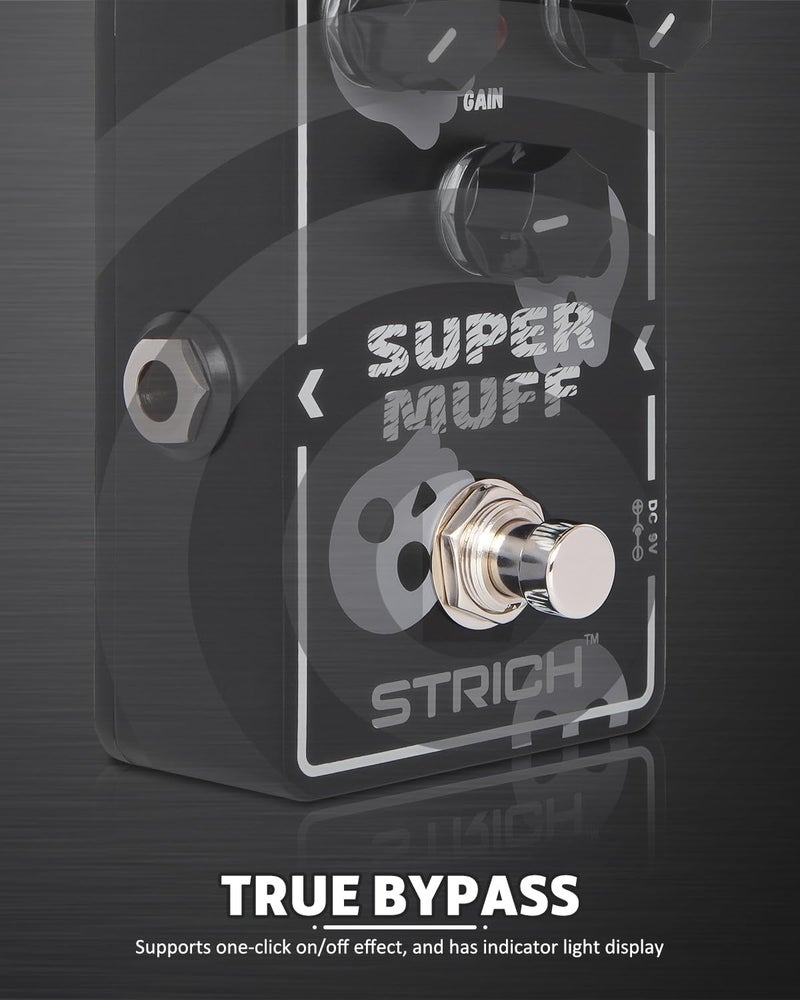 STRICH Distortion Guitar Pedal, Morpher Distortion, Super Muff Analog, Tight, Classic Crunch 80s Metal, True Bypass for Electric Guitar, White and Black - Image 5
